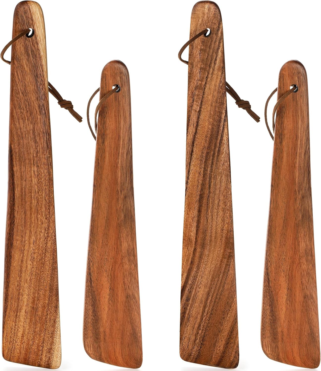 4-teiliges Spatelset Aus Teakholz – 25 Cm Und 30 Cm – Für Gusseiserne Pfannen – Zum Wenden, Servieren Und Abschaben