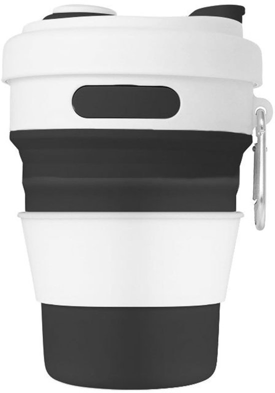 Voyage Faltbecher, Faltbarer Silikonbecher, Tragbarer Kaffeebecher, Faltbare Silikonbecher Mit Deckel (schwarz)
