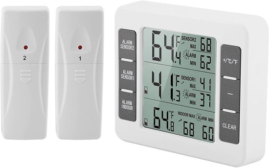 Kühlschrankalarm Mit Akustischem Alarm Und 2 Drahtlosen Sensoren, Kühlschrankthermometer Für Innen Und Außen Für Die Küche
