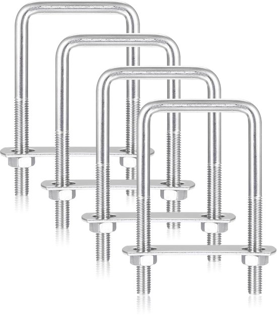 Dailygoods Rahmengurte U Winkel, 4 Stück M8 70 X 110 Mm Edelstahl Winkelschrauben Mit Muttern Stabile Zurrhalterung Hohe Korrosionsbeständigkeit