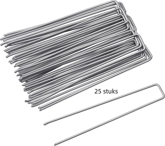 25 Erdnägel Für Unkrautvlies, Gartenarbeit, Bodenverankerung 15 Cm Verzinkter Stahl