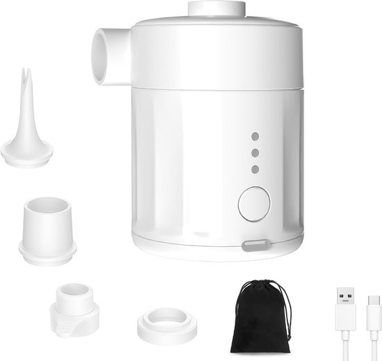 Wiederaufladbare, Multifunktionale Usb Vakuum Und Aufblaspumpe Mit 4 Aufsätzen Und Aufbewahrungstasche, Tragbar Für Vakuumbeutel, Luftbetten Und