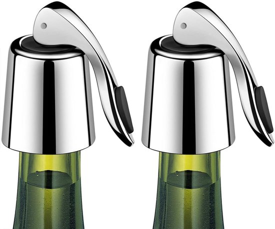 Weinstopper Set 2 Teilig Edelstahl Weinstopper Mit Silikonring Wiederverwendbarer Flaschenverschluss Auslaufsicher Geschenkset Für Weinliebhaber