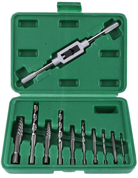 Nth Produkte 11 Teiliges Bohrerset Schraubenausdreherset Ersatzbohrer Ausdreherset Hhs/werkzeugstahl Inklusive Grüner Box Schraubenausdreher