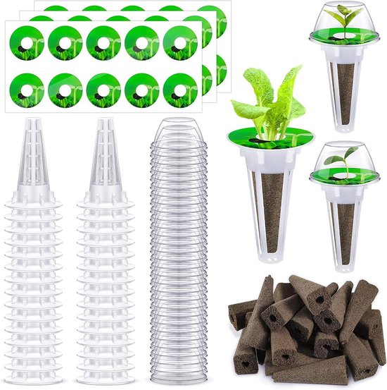 30 Teiliges Hydroponik Anbauset Mit Schwämmen, Körben, Etiketten Und Kuppeln