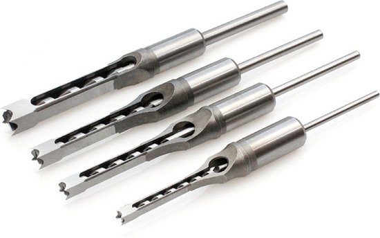 Vierkant Lochsägen Set 4 Teilig Vierkantbohrer Vierkant Lochsäge Vierkantlöcher 6,4 Mm 8 Mm 9,5 Mm 12,7 Mm Holz