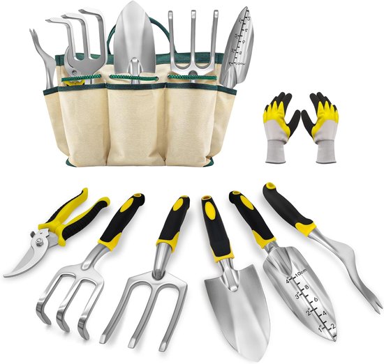 8 Teiliges Gartengeräte Set Mit Gartentasche Und Handschuhen Für Die Gartenpflege