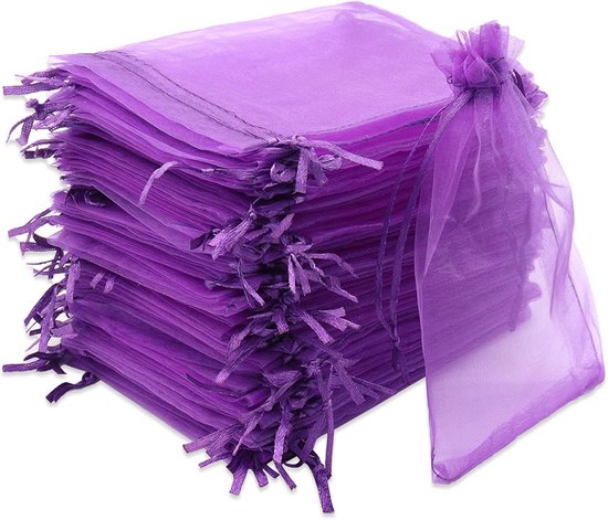 100 Lila Organza Geschenktüten (10 X 15 Cm) Für Hochzeiten, Partys Und Als Geschenk