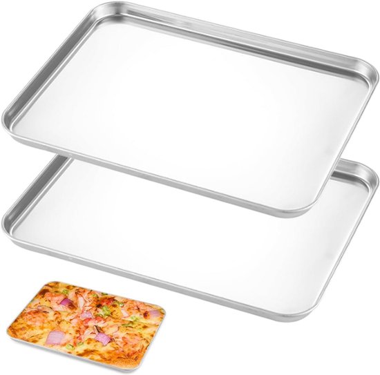 2 Rechteckige Backbleche Aus Edelstahl Für Backofen Und Servieren Hitzebeständig