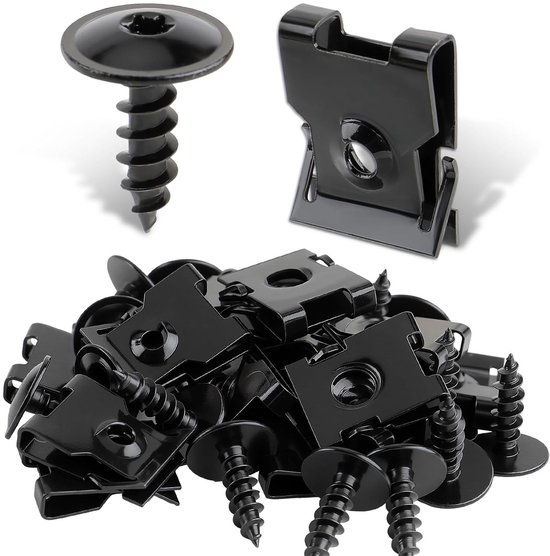 20 Sets Universal Kfz U Clip Befestigungselemente, Torx Schrauben Mit Muttern