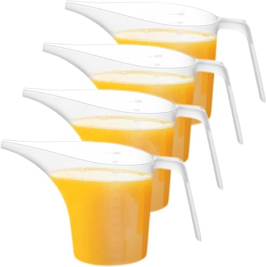 Messbecher Set Küchenmessbecher Backen Und Abmessen Langer Ausguss 4 X 1000 Ml Transparent