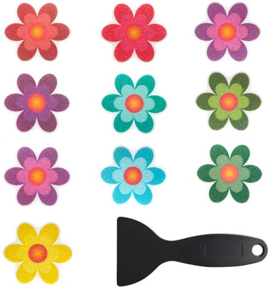 10 Rutschfeste, Selbstklebende Duschaufkleber Mit Blumenmuster Für Badewanne, Treppen, Duschkabine Und Glatte Oberflächen