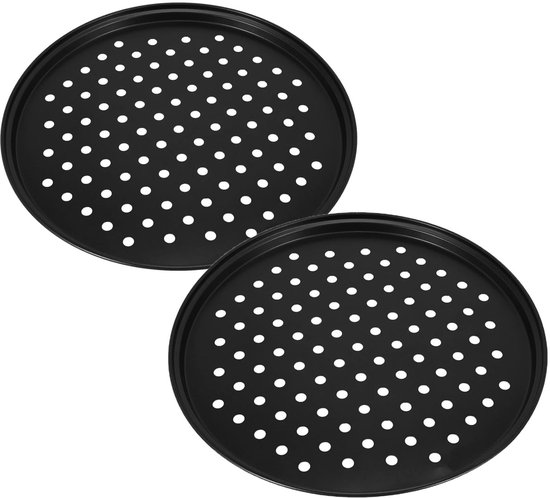 2 Teiliges, Perforiertes Pizzablech Perforiertes Backblech Rundes Backblech Perforiertes Pizzablech Mit Antihaftbeschichtung Grillpfanne Aus Edel
