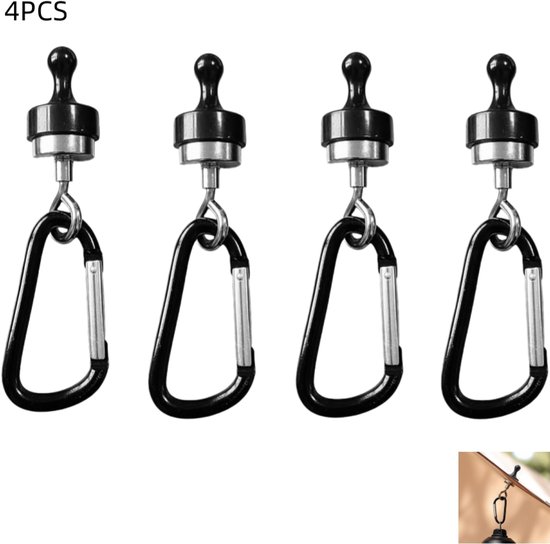 4 Stück Magnetische Zelthaken Magnetische Haken Für Markisen Magnetischer Clip Aufhänger Mit Karabiner Für Camping, Garage, Küche, Büro 13 × 3 Cm