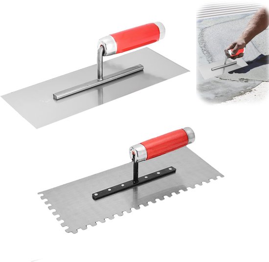 2 Teiliges Edelstahl Glättkellen Set Glättkelle Mit Zweifarbigem Kunststoffgriff Handwerkzeug Zum Verputzen Für Beton, Zement, Gipskarton, Putz,