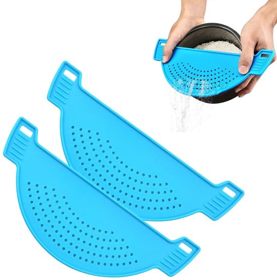 Abtropfhilfe 2 Teilig Sieb Abtropfdeckel Mit Griffen Einfaches Abtropfen Abtropfdeckel Sieb Sicheres Abtropfen Küchensieb Ausgießer Blau
