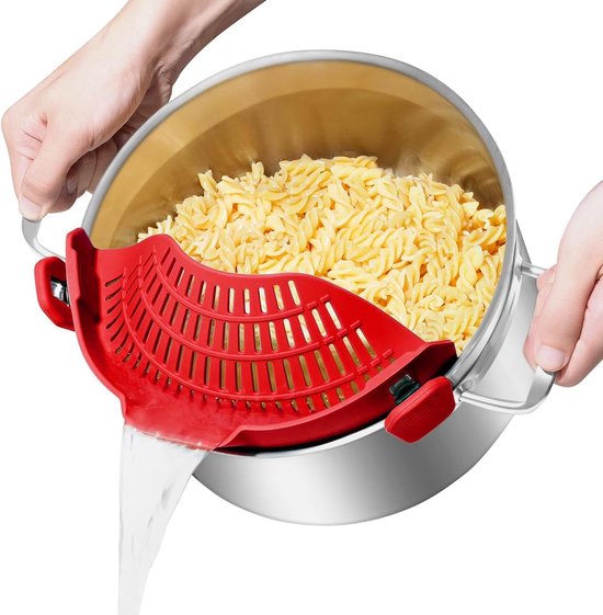 Universeller Kochgeschirr Siebclip Silikon Siebschüssel In Familiengröße, Nudelsieb, Küchenabtropfkorb, Kochtöpfe Spülmaschinenfest 24,5 X 8 X 5,