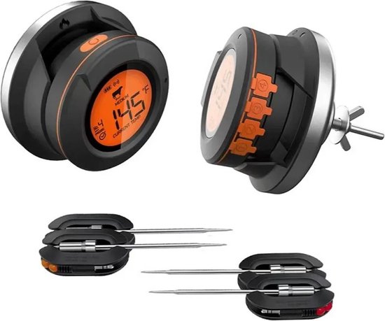Digitales Grillthermometer Grillthermometer Digitalthermometer Thermometer Für Holzkohlegrills Inkl. 4 Temperaturanzeigen Inkl. App Bluetooth Für