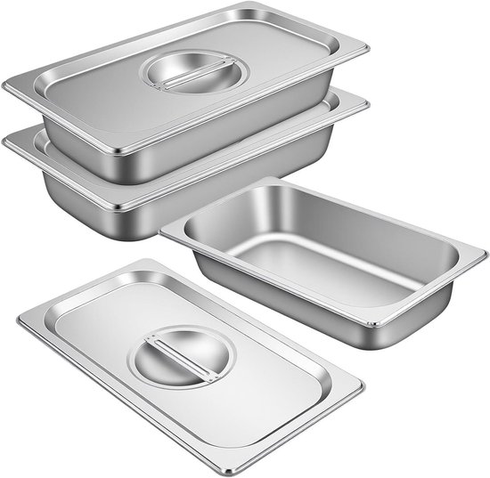Dreiteiliges Panier Set Aus Edelstahl Mit 1/3 Halter, Gastronormbehälter Und Metall Servierlinie Für Perfektes Panieren