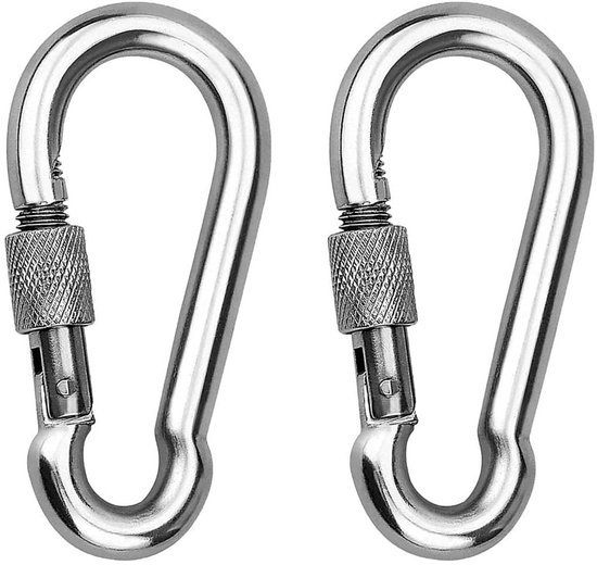 2 Teiliger Karabiner Edelstahlkarabiner Schraubkarabiner Kletterkarabiner Edelstahl Verbindungsstück Tragkraft 350 Kg 10 X 100 Mm Für Rucksäcke,
