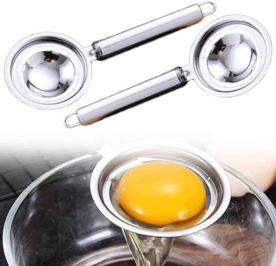 2 Teiliger Eigelb Und Eiweißtrenner Sieb Edelstahl Leicht Zu Reinigen Haken Am Ende Aufbewahrung Unverzichtbares Küchenutensil Für Küche, Café, B