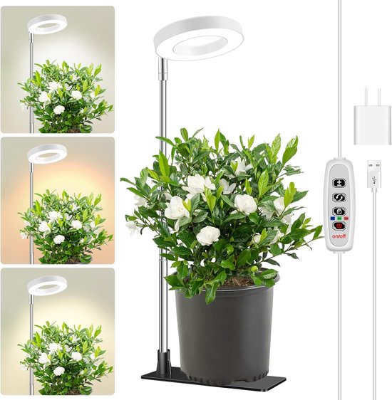 Pflanzenlampe Für Den Innenbereich Vollspektrumlampe Timer (3/9/12 Stunden) Und 10 Helligkeitsstufen Höhenverstellbar (16 66 Cm) 1 Stück