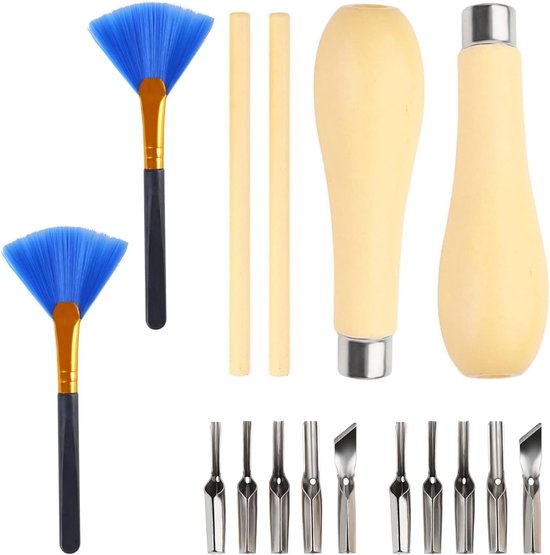 Linoleum Schneideset Für Linoleumdruck 2 Sets Mit Je 5 Messern Und 2 Reinigungsbürsten Diy Schneidewerkzeugset Linoleumschneiden Und Schnitzen Pr