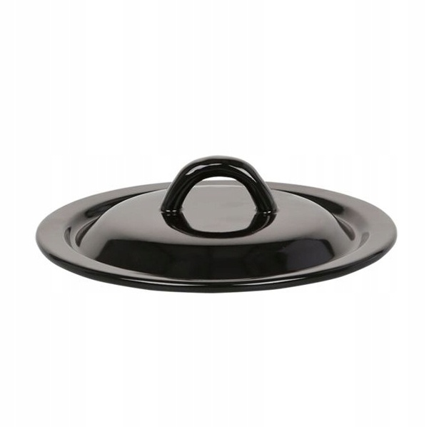 Emaillierter Topfdeckel, Klassisches Schwarz, 18 Cm, 1 Stück.