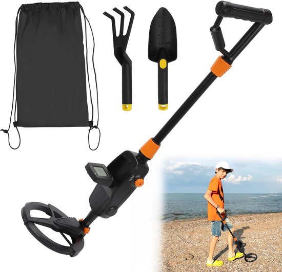 Metalldetektor Für Kinder Schatzsucher Set Outdoor Entdeckungsset Wasserdichte Suchspule 63 Cm Verstellbar Schwarz