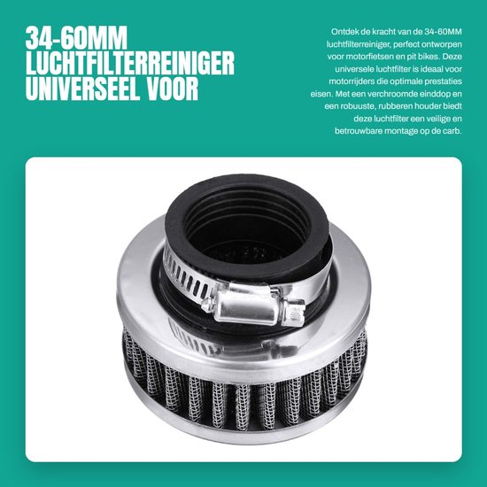 Dailygoods Universeller Luftfilterreiniger Doppellagiges Edelstahlgewebe Gummieinlass Innendurchmesser 34 60 Mm Verchromte Endkappe Sichere Befes