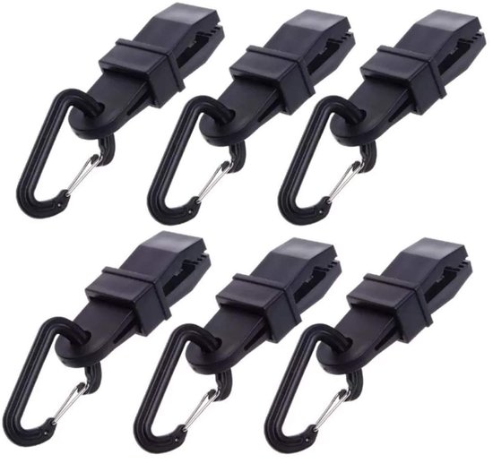 Dailygoods D Förmige Zeltclips Große Planenclips 6 Stück Schiebestangenverriegelung Schwarz Abmessungen: 80 X 30 X 20 Mm
