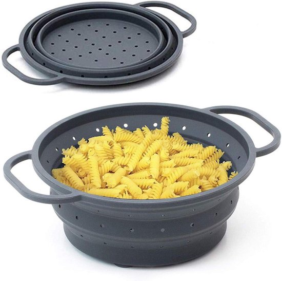 Hitzebeständiges, Faltbares Sieb Platzsparendes Abtropfsieb 1 Stück Anthrazit Silikon Und Metall 26 Cm Ø