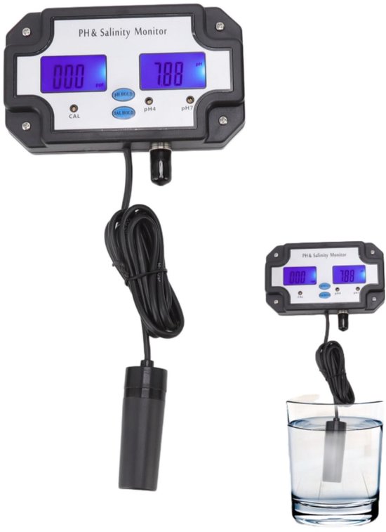 Dailygoods Digitales Wasserqualitätsmessgerät Ph Wert, Salzgehalt Kontinuierliche Überwachung Kompaktes Format Wassertester Für Schwimmbad Und Ga
