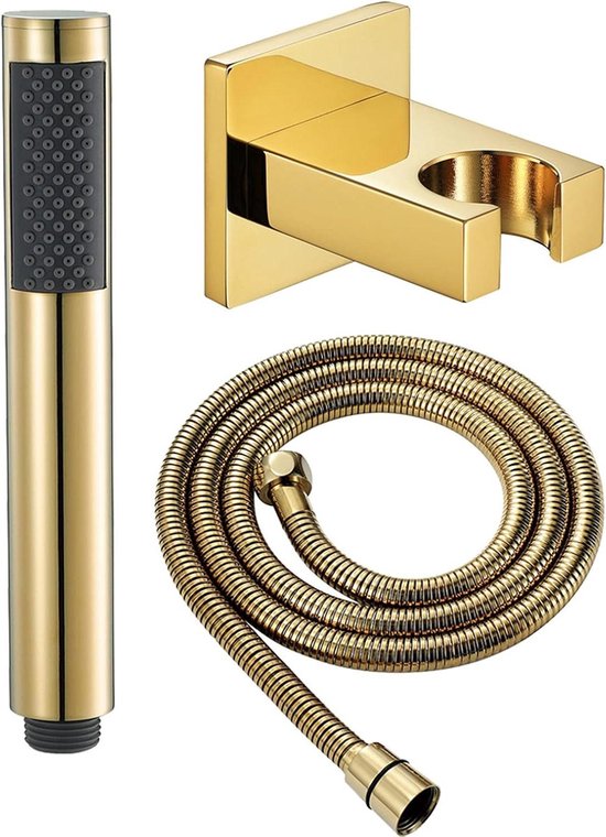 Duschkopf Set Handbrause Aus Messing Entspannendes Duscherlebnis Druckverstärkung 1,5 M Schlauch Gold