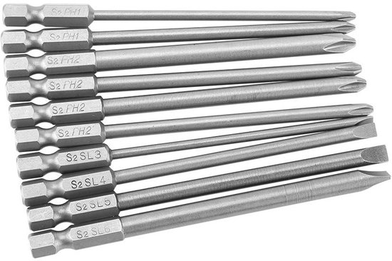 Solidchoice Dailygoody Schraubendreher Bit Set, 10 Teilig 100 Mm Lange Magnetische Bits Für Ph1, Ph2 Und Schlitz.