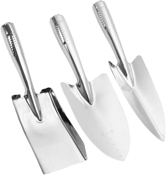 Gartenwerkzeug Set Pflanzkelle & Spaten Zum Pflanzen Und Jäten Edelstahl 3 Teilig Silber