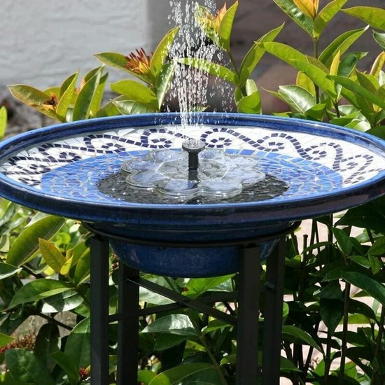 Solarbrunnenpumpe Vogeltränke Gartendekoration Wasserspiel Für Den Außenbereich Solar Gartenfest Für Teich Oder Badewanne 1,5 W Schwarz Rund 1 St