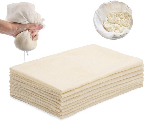 8 Stück Kochfeste Baumwolltücher, Wiederverwendbare Filtertücher, Quadratische Gewebefilter 50x50cm (beige)