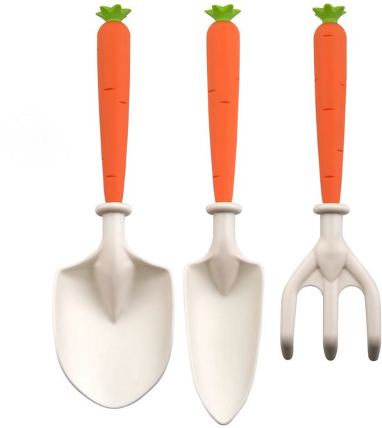 3 Teiliges Set Kombi Werkzeuge Gartengeräte Kleines Gartengeräte Set Für Kinder Orange Kunststoff Pflanzkelle Gartenkelle Zum Umgraben, Pflanzen,