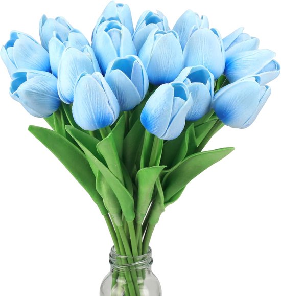 20 Stück Künstliche Blumen Tulpen Kunstblumenstrauß Real Touch Latexblumen Real Touch Tulpen 34 Cm Orange Gelb Pu Tulpe Strauß Heimdekoration Dek