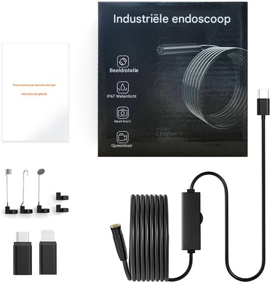 Endoskopische Inspektionskamera 1920p Mit Licht 8 Mm Endoskop Für Mobile Android Und Ios Geräte, 5 M Langes, Halbstarres Kabel, Ip67 Wasserdicht,
