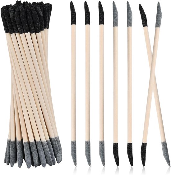 50 Teiliges Schleifstab Set Doppelseitig, Körnung 150/280 Verschiedene Körnungen Für Modellbau, Hobby Und Schmuckherstellung Holzgriff Schwarz &