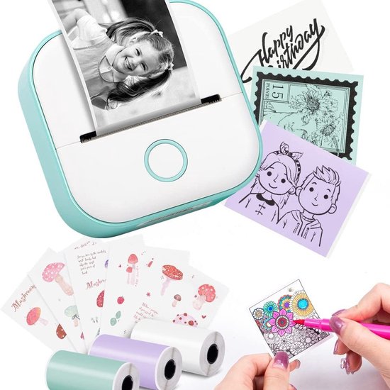 Aufkleberdrucker T02 Print Pods Mini Drucker, Tragbarer, Thermobasierter, Tintenloser Aufkleberdrucker Mit Bluetooth, Taschenformat, Sofortdruck