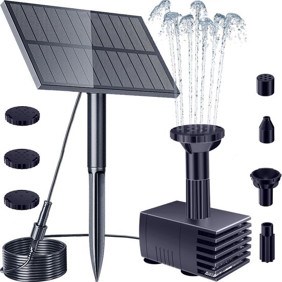 Biling Solarbrunnen Außenbereich Filter Solarpumpe Teich Schwimmbad Aquarium 6 Sprinkler
