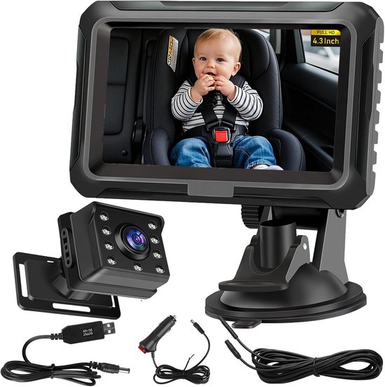Hochauflösende 1080p Autokamera Für Babys, Rückspiegelmodell, Mit 4,3 Zoll Display, Nachtsichtfunktion Und 150° Weitwinkelobjektiv, Kabellose Rüc