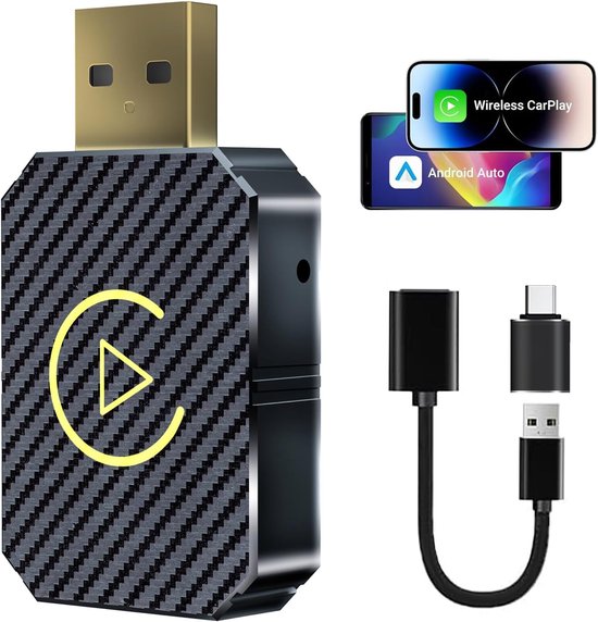 Carplay Dongle Kabelloses Carplay & Android Auto, Bluetooth 5.0 5g, Plug & Play, Universell, Automatische Verbindung, Für 98 % Aller Fahrzeuge