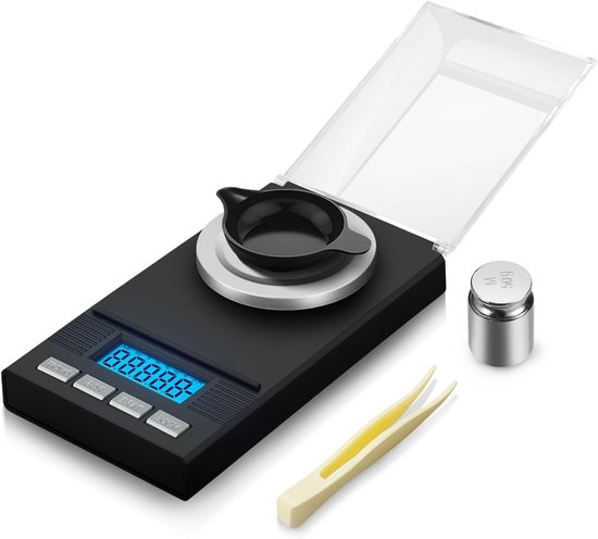 Digitale Milligrammwaage 50 G/0,001 G Hochpräzise Miniaturwaage, Zum Wiegen Von Schmuck Und Pulvern, Inklusive 50 G Kalibriergewicht.