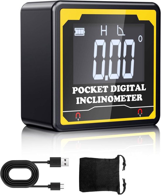 Digitaler Mini Winkelmesser Mit Magnetfuß Tragbarer Neigungsmesser Staub Und Wassergeschützt (ip54) Mit Beleuchtetem Lcd Display Mit Relativen Me