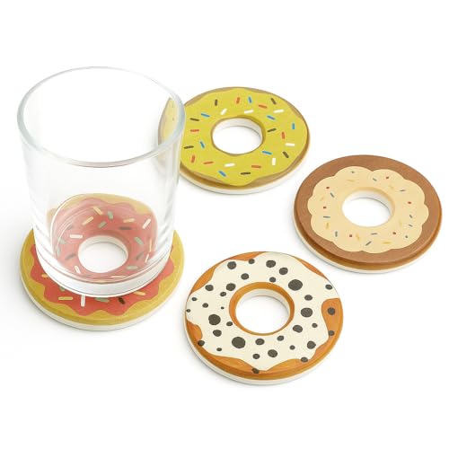 Set Mit 4 Untersetzern Aus Kieselgur, Saugfähig, Rutschfest, Donut-förmig, Langlebig, Farbenfroh, Tischdekoration Für Zuhause Und Feste.