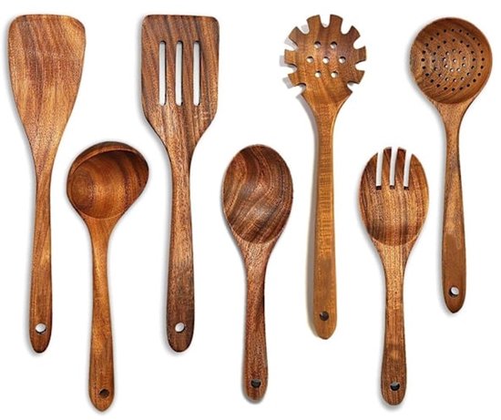 Küchenutensilien Set 7 Teiliges Kochgeschirr Set Küchenutensilien Aus Holz Kochgeschirr Set Aus Holz Bpa Und Plastikfrei Zum Aufhängen